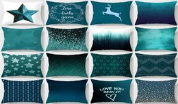 4545cm Teal Blue Cushion Cover Polyester Peachskin Geometric Pillow Case Decorative Pillows Living Rome Throw Pillowcase4661806