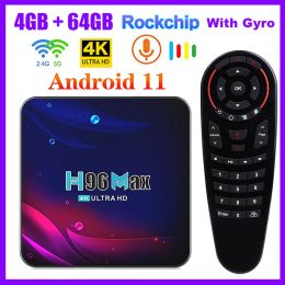 Box H96 Max V11 TV Box Android 11 RK3318 4G 64G 32G BT 4.0 Google Voice 4K Smart TV Box 2.4G 5G Wifi Android 11 Set Top Box 2G 16GB