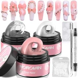 Gel Solid Builder Gel Nail1/3 Colours Builder Nail Gel Kit NonSticky Nail UV LED Extension Gel with 3D Silicone Mould and Double Pen