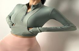 Half Zipper Yoga Wear Women039s Fitness Jacket LongSleeved TightFitting QuickDrying Sports Top Outdoor Leisure TShirt4646442