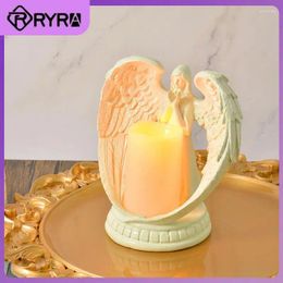 Candle Holders Electronic Resin Praying Angel Candlestick Statue Nordic Style LED Home Wedding Gift Cabinet Church Decorations