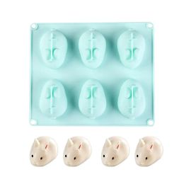 6 Cavity Easter Silicone Chocolate Cake Mold Rabbit Bunny Mousse Mould 3D DIY Handmade Kitchen Baking Tools Accessories