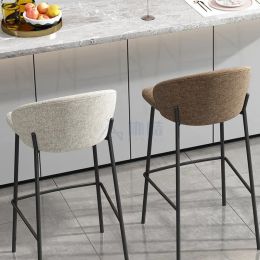 Nordic Style Modern Bar Chairs Portable Design Luxury High Bar Stools Dining Room European Velvet Taburete Hotel Furniture