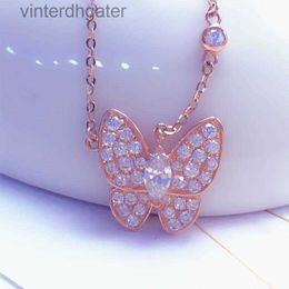 Top Luxury Fine Women Designer Necklace Purple Gold Sparkling Butterfly Necklace Coloured Gold Light Luxury Designer High Quality Choker Necklace