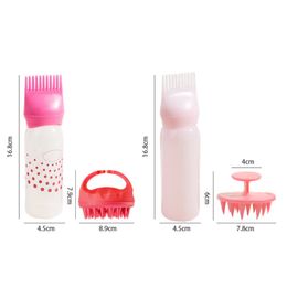 120ML Hair Dye Applicator Bottles Portable Hair Roots Massager Plastic Dyeing Shampoo Bottle Oil Comb Brush Hair Colouring Tools