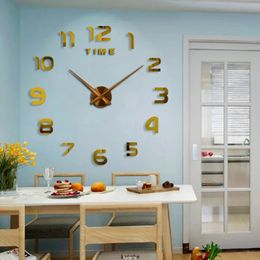 2024 2022 Modern Design Large Wall Clock 3D DIY Quartz Clocks Fashion Watches Acrylic Mirror Stickers Living Room Home Decor Horlogefor DIY