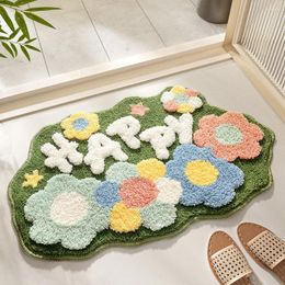 Carpets Ins Garden Style Bathroom Absorbent Mat Household Entrance Door High And Low Wool Flocking Blanket Bedroom