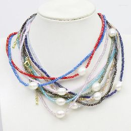 Pendant Necklaces 10 Strand Glass Beaded Necklace Chain Fashion Pearls Jewelry Accessories Gift 9896