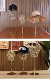 Adjustable Gold Metal Male Female Kid Mannequin Head Hat Holder Caps Wigs Display Stand