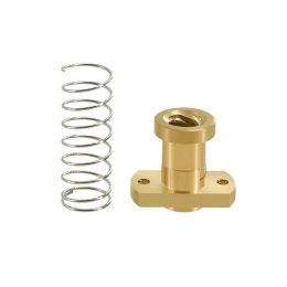 1pc Flange Brass Nut T8 Lead Screw Brass Nut Pitch 2mm Lead 2/4/8mm Trapezoidal Lead Screw Spring Nut for CNC 3D Printer Parts