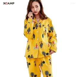 Home Clothing XCAMP Autumn Sleepwear For Women And Winter Pajamas 2024 Top Sets Cotton V-Neck