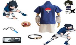 Asian Size Japan Anime Uchiha Sasuke Halloween Cosplay Costume Short Sleeve shirt shorts Uniforms Full Set2479605