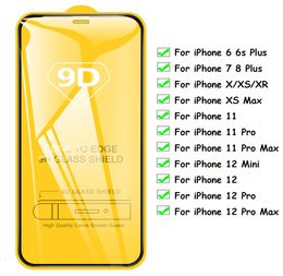 9D Full Cover Glue Tempered Glass Phone Screen Protector For iPhone 12 PRO MAX 11 XR X XS MAX 8 7 6 Samsung A01 A11 A21 A31 A41 A13629261