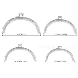 1PCS 8.5/10.5/12.5/15CM Glossy Silver Basic Semicircle Metal Purse Frame Kiss Clasp Lock DIY Bag Accessories