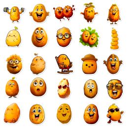 Cute Potato Stickers 50PCS | Vinyl Waterproof Stickers for Laptop,Bumper,Water Bottles,Computer,Phone,Hard hat,Car Stickers