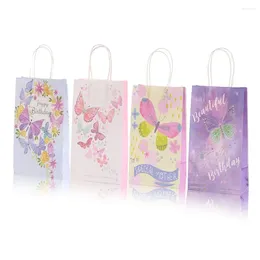 Gift Wrap Style 6/24pcs Butterfly Paper Candy Bags With Handles Girls Pink Purple Birthday S Favor