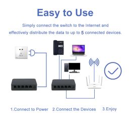 KuWFi 5 Port Gigabit Switch 100/1000Mbps Desktop Fast Ethernet Network Switch RJ45 100Mbps Lan Hub Switch For Router/IP Camera