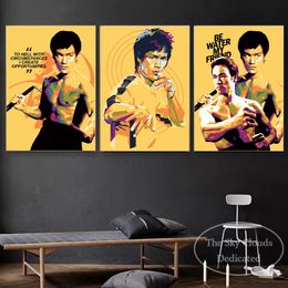 Martial Arts Star Bruce Lee Vintage Character Poster Canvas Painting HD Print Wall Art Living Room Bedroom Decorative Gifts