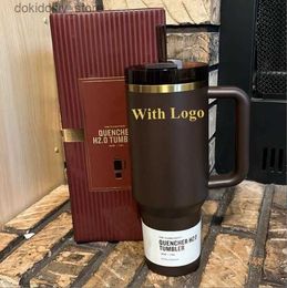 Mugs DHL New Black Chroma Chocolate old 40oz Quencher H2.0 Cups 1 1 With Stainless Steel Tumblers With Handle Lid and Straw Travel Car Mus Water Bottles 0310 L49