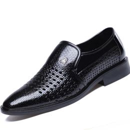 Boots Summer New Leather Men's Business Formal Shoes Hollow Out Soft Men's Oxfords Shoes Slip on Mens Flat Dress Shoes