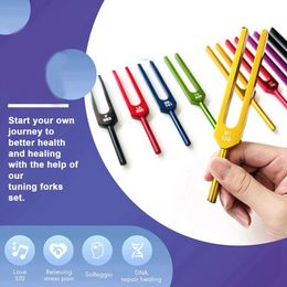 9 PCS Colourful Solfeggio Aluminium Alloy Tuning Forks Therapy Tuning Forks Speech Therapy