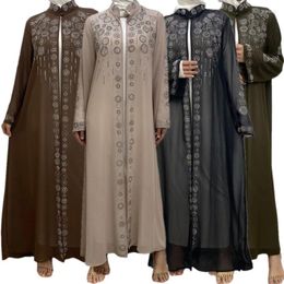 Ethnic Clothing Eid Muslim Women's Chiffon Dress Morocco Cardigan Dubai Abaya Arabia Islamic Femme Kaftan Luxury African Party Diamonds Robe