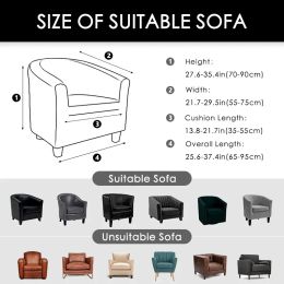 Club Arm Chair Cover Stretch Tub Chair Slipcover Solid Colour Sofa Cover Polar Fleece Couch Covers for Bar Counter Living Room