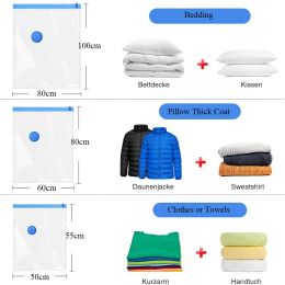 Space Save Vacuum Storage Sealer Bag Jumbo for Bedding Clothes Pillows Organiser Travel Accessories Hand Pump Double Zip Seal