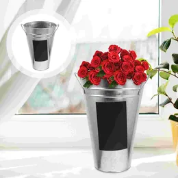 Vases Metal Barrel Outdoor Tabletop Decor Tin Holder Pots Hydroponics Flower Container