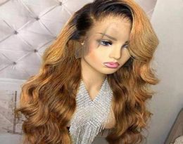 selling 1B27 Lace Front Human Hair Wigs With Baby Hair Wavy Pre Plucked Ombre Color Brazilian Blonde Hair Wigs For Women Blea579098907619