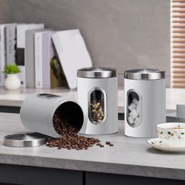 3pcs Coffee Canister Food Storage Jars Airtight Container Kitchen Storage Tea Coffee Sugar For Home Organizer Candy Sealed Cans