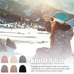 Blankets Cuffed Beanie For Women Elastic Thick Winter Hat Soft Warm Knitted Caps Home Working Traveling Vocation Blanket