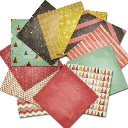 24pcs Winter Xmas Theme Scrapbooking Pads Paper Origami Art Photo Album Background Paper Cards Making DIY Scrapbook Paper Crafts