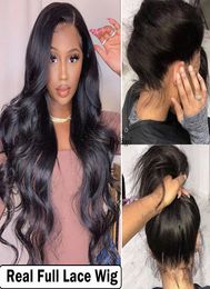 Body Wave Glueless Full Lace Human Hair Wigs 250 Density Transparent 30 Inch Lace Wig With Baby Hair Fake Scalp2567630