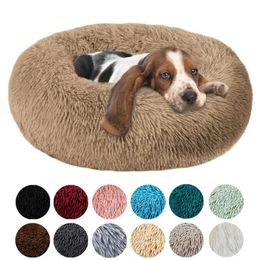 Okrągłe łóżka dla kota dom miękki, długi pluszowy najlepszy łóżko dla psów dla psów koszyka produkty dla zwierząt poduszka dla kota mata kota zwierzęta śpiące sofa