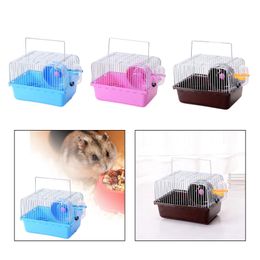 Hamster Cage Small Water Bottle Travel Cages for Gerbil Habitat House Pet Supplies
