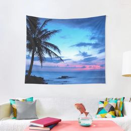 Tapestries Tropical Island Pretty Pink Blue Sunset Landscape Tapestry Bedrooms Decor Anime