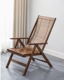 Angle adjustable lounge chair balcony household leisure bamboo armchair folding chair cool chair soft armchair