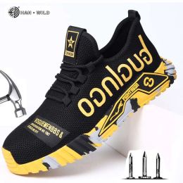 Boots Work Sneakers Steel Toe Shoes Men Safety Shoes Punctureproof Work Shoes Boots 2022 Fashion Indestructible Footwear Security