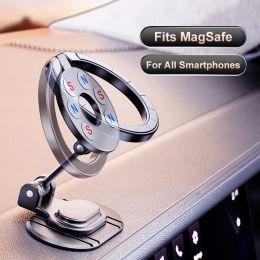 Magsafe Cellphone Holder for Car Magnetic Mount Foldable Alloy Phone Stand Car Mount for iPhone 15 Pro Max 14 13 12 & All Phones