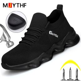 Boots Mjythf Newest Socks Sneakers Work Safety Shoes Men Steel Toe Shoes Indestructible Summer Work Shoes Casual Sneakers Protective