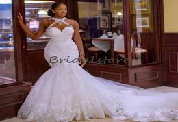 Sexy African Mermaid Wedding Dress Aso Ebi Church Country Wedding Gowns Nigeria Appliques Lace Boho Bridal Dresses Cathedral Train1571060