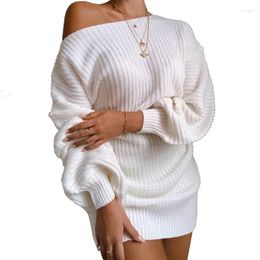 Casual Dresses 2024 Women Spring Long Sleeve Knit Top Solid Sweaters Party Dress SexyNightclub Knitting Fabrics Loose Clothing