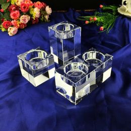 Candle Holders Pure Quadrate Crystal Holder K9 Candlestick For Romantic Candlelight Decoration Home