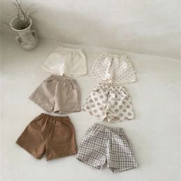 All Match Baby Girls White Shorts Cute Summer Children Pockets Shorts Soft Breathable Kids Short Pants Boys Plaid Trousers