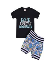 kids designer clothes boys dinosaur outfits toddler Letter topsprint shorts 2pcsset 2019 summer Fashion baby Clothing Sets C66118607944