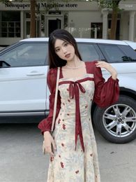 Casual Dresses Plus Size Chiffon With Flowers Long Spring And Autumn Chic Elegant Woman Dress Traditional Chinese Women