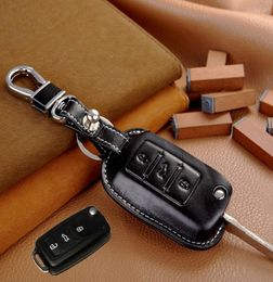 Leather Car Key Cover Holder for VW Tiguan Golf 5 Bora Touran Touareg Skoda Octavia Car Key Leather Keychain Ring Remote Case9679005