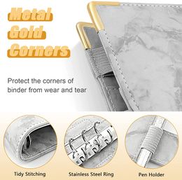 A6 PU Leather Binder Budget Planner Organizer, with Budget Sheets ,Zipper Pockets,Category Stickers,Saving Cash Envelopes System