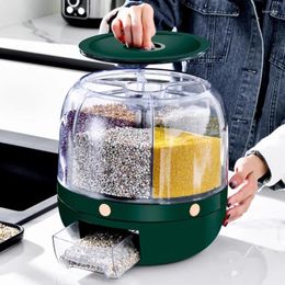 Storage Bottles Rotating Grain Dispenser Large Transparent Rice Barrel Plastic Dried Food Sealed Cereal Kitchen Organiser Tool